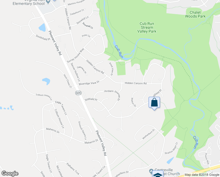 map of restaurants, bars, coffee shops, grocery stores, and more near 15328 Jordans Journey Drive in Centreville