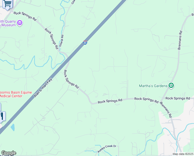 map of restaurants, bars, coffee shops, grocery stores, and more near 2809 Wild Creek Road in Penryn