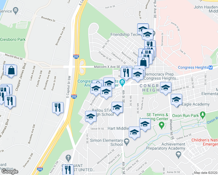 map of restaurants, bars, coffee shops, grocery stores, and more near 101 Independence Avenue Southeast in Washington