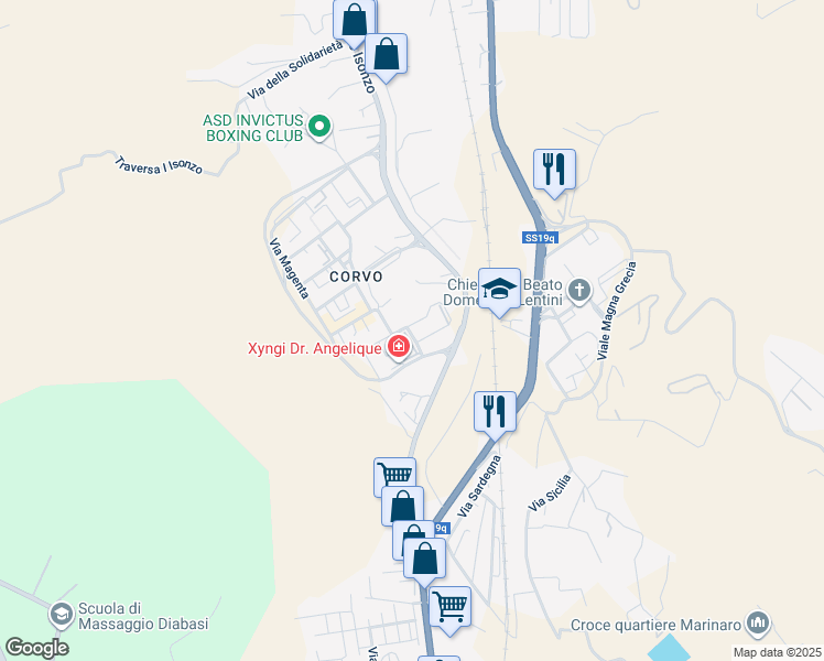 map of restaurants, bars, coffee shops, grocery stores, and more near 48 Via Brigata Catanzaro in Catanzaro