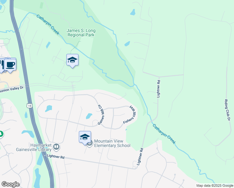 map of restaurants, bars, coffee shops, grocery stores, and more near 5312 Chaffins Farm Court in Haymarket