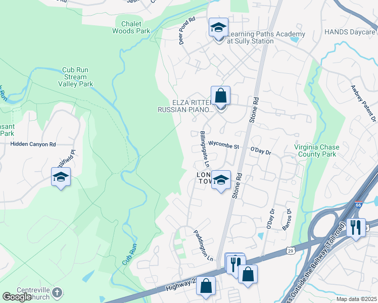 map of restaurants, bars, coffee shops, grocery stores, and more near 14829 Smethwick Place in Centreville