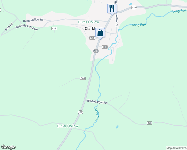map of restaurants, bars, coffee shops, grocery stores, and more near 7156 Ohio 139 in Portsmouth