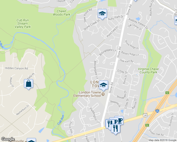 map of restaurants, bars, coffee shops, grocery stores, and more near 14832 Smethwick Place in Centreville