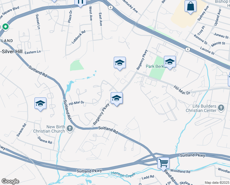 map of restaurants, bars, coffee shops, grocery stores, and more near 3403 Regency Parkway in District Heights