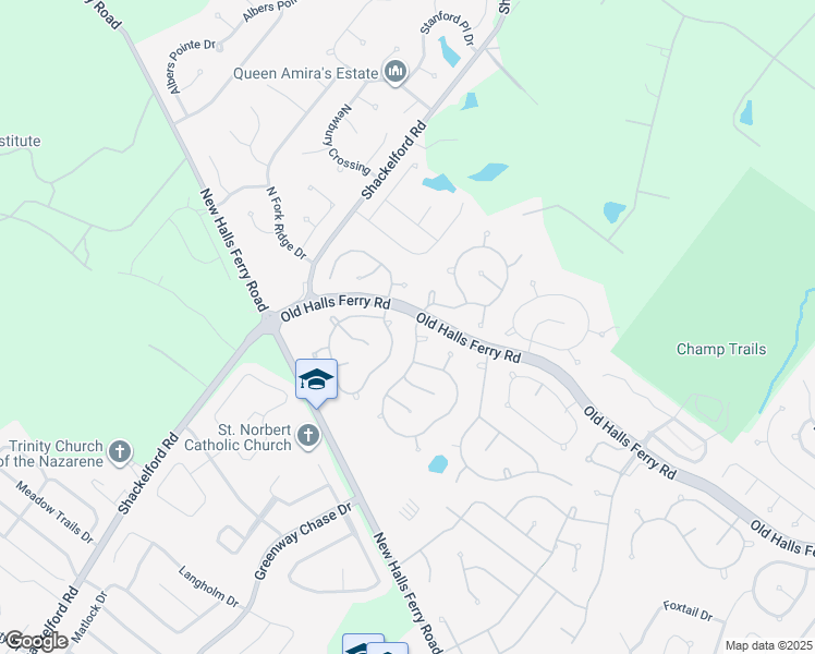 map of restaurants, bars, coffee shops, grocery stores, and more near 3887 Affirmed Drive in Florissant