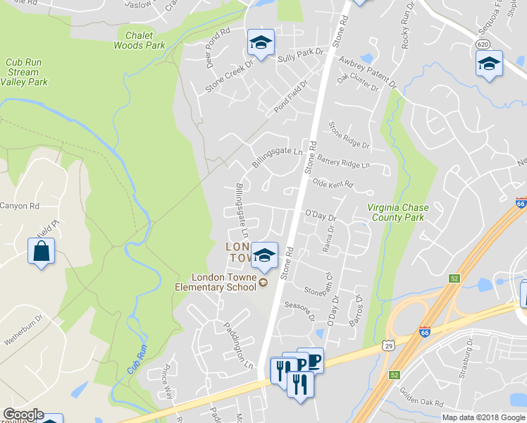 map of restaurants, bars, coffee shops, grocery stores, and more near 14727 Wycombe Street in Centreville