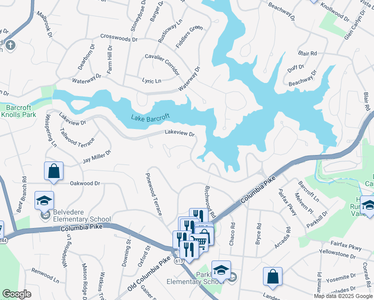 map of restaurants, bars, coffee shops, grocery stores, and more near 6361 Dockser Terrace in Falls Church