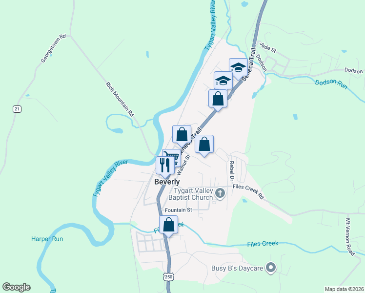 map of restaurants, bars, coffee shops, grocery stores, and more near Main Street in Beverly