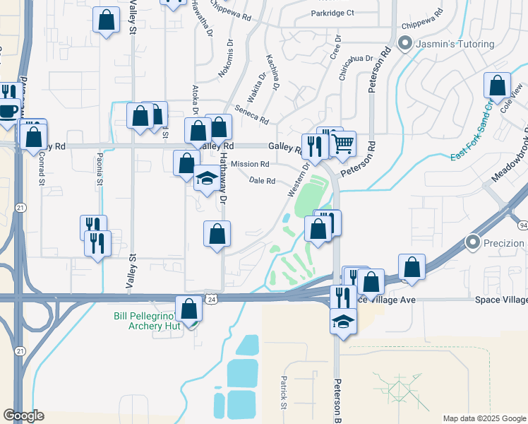 map of restaurants, bars, coffee shops, grocery stores, and more near 742 Great Western Drive in Colorado Springs