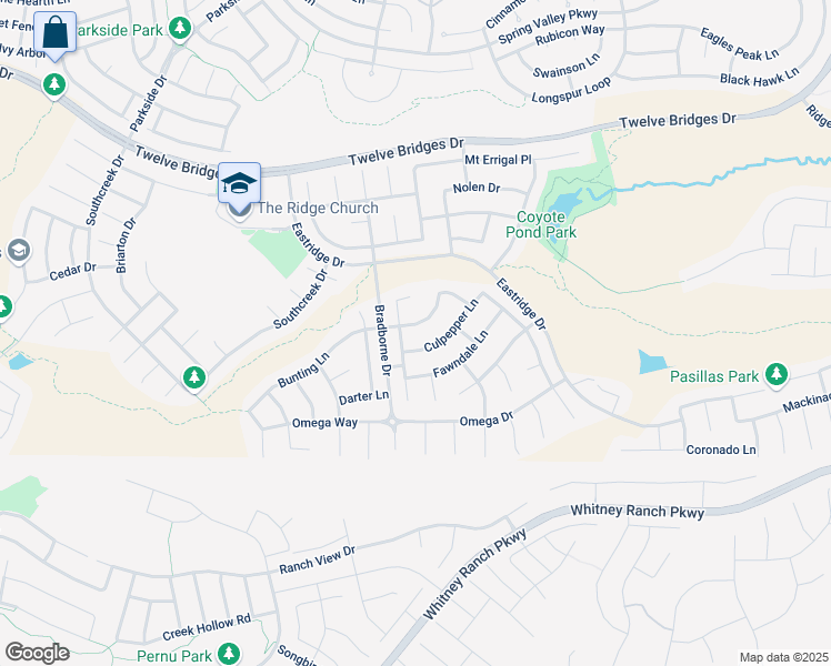 map of restaurants, bars, coffee shops, grocery stores, and more near 2780 Poppintree Lane in Lincoln