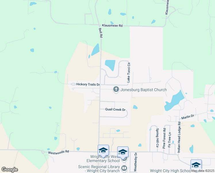 map of restaurants, bars, coffee shops, grocery stores, and more near 108 Lake Tucci Circle in Wright City