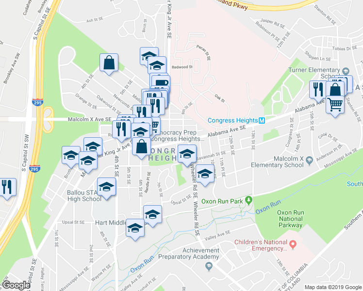 map of restaurants, bars, coffee shops, grocery stores, and more near 735 Alabama Avenue Southeast in Washington, D.C.
