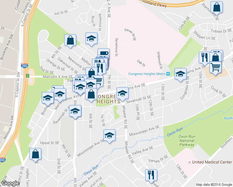 map of restaurants, bars, coffee shops, grocery stores, and more near 101 Independence Avenue Southeast in Washington