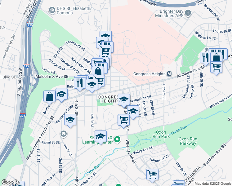 map of restaurants, bars, coffee shops, grocery stores, and more near 3218 8th Street Southeast in Washington