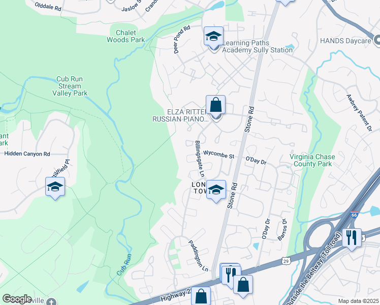 map of restaurants, bars, coffee shops, grocery stores, and more near 14812 Smethwick Place in Centreville