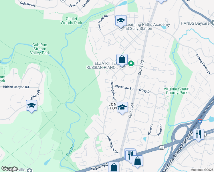 map of restaurants, bars, coffee shops, grocery stores, and more near 14812 Smethwick Place in Centreville