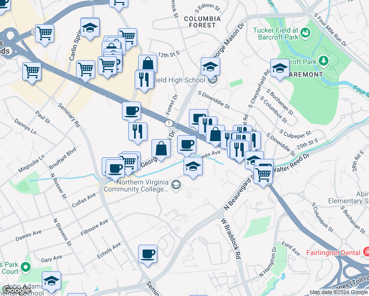 map of restaurants, bars, coffee shops, grocery stores, and more near 101 Independence Avenue Southeast in Washington