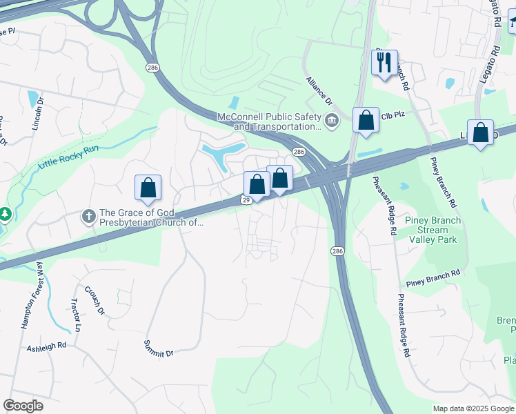 map of restaurants, bars, coffee shops, grocery stores, and more near 12507 Lee Highway in Fairfax