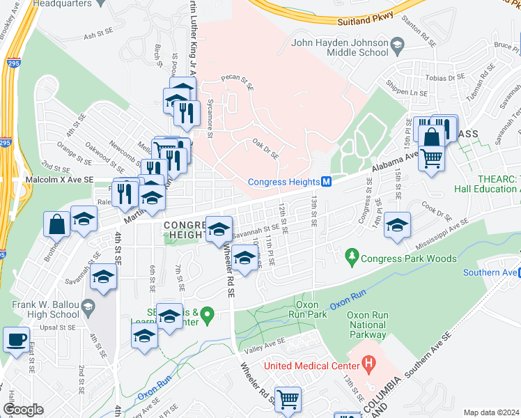 map of restaurants, bars, coffee shops, grocery stores, and more near 101 Independence Avenue Southeast in Washington