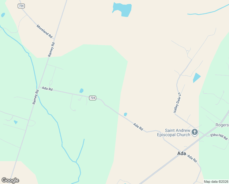 map of restaurants, bars, coffee shops, grocery stores, and more near 10674 Ada Road in Marshall