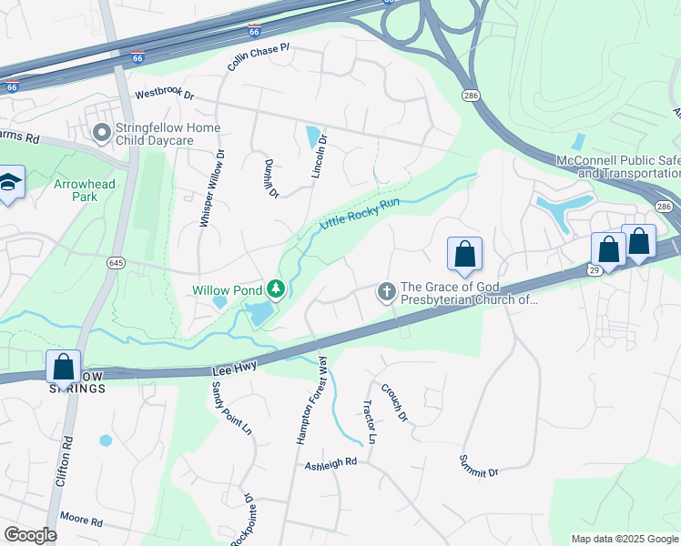 map of restaurants, bars, coffee shops, grocery stores, and more near 5256 Knight Arch Court in Fairfax