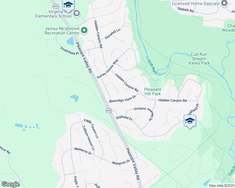 map of restaurants, bars, coffee shops, grocery stores, and more near 15329 Oakmere Place in Centreville