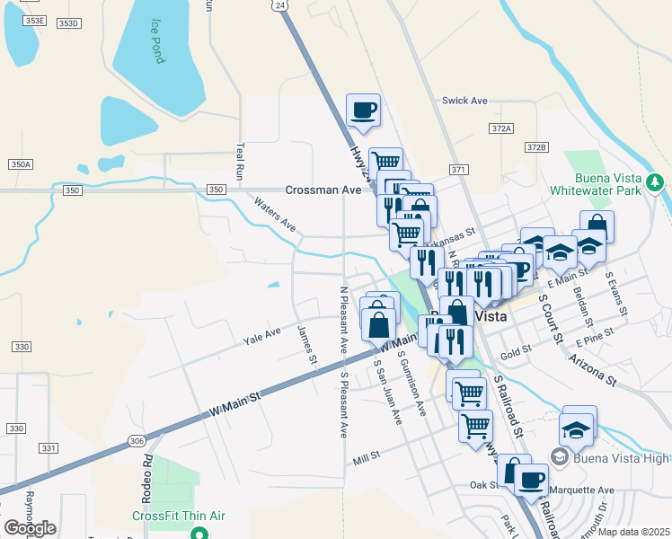map of restaurants, bars, coffee shops, grocery stores, and more near 408 Princeton Avenue in Buena Vista