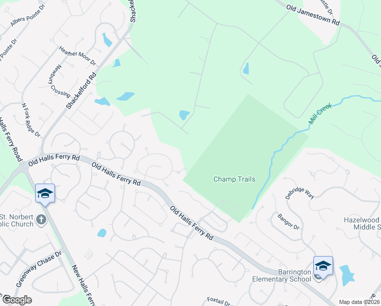 map of restaurants, bars, coffee shops, grocery stores, and more near 3748 Phillip Meadows Court in Florissant