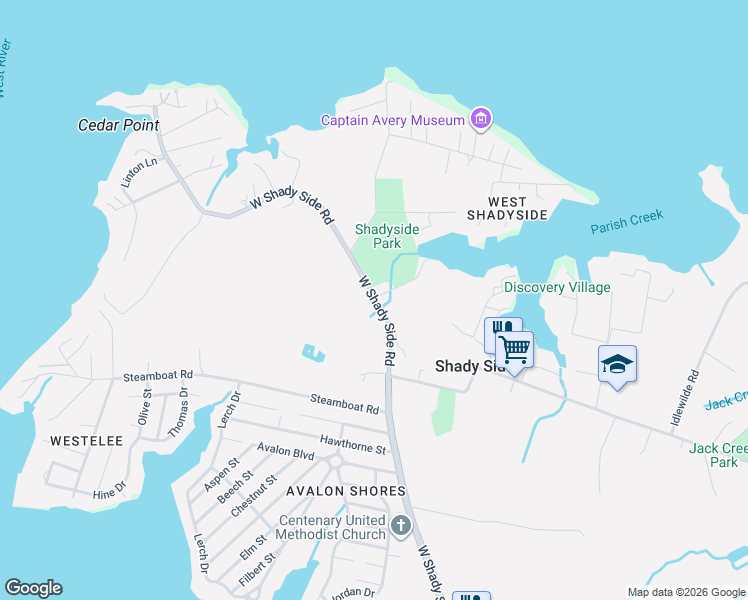 map of restaurants, bars, coffee shops, grocery stores, and more near 6380 West Shady Side Road in Shady Side