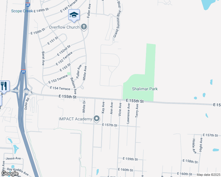 map of restaurants, bars, coffee shops, grocery stores, and more near 15409 Grand Summit Boulevard in Grandview