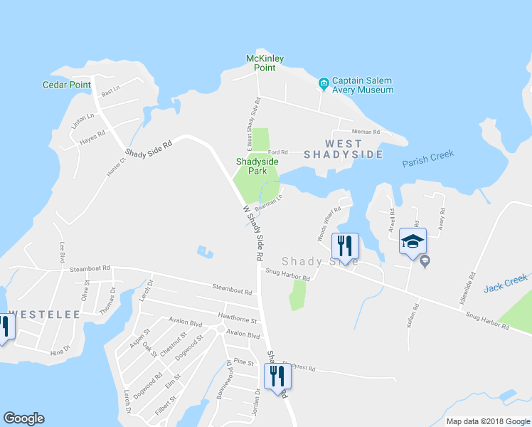 map of restaurants, bars, coffee shops, grocery stores, and more near 6381 Shady Side Road in Shady Side