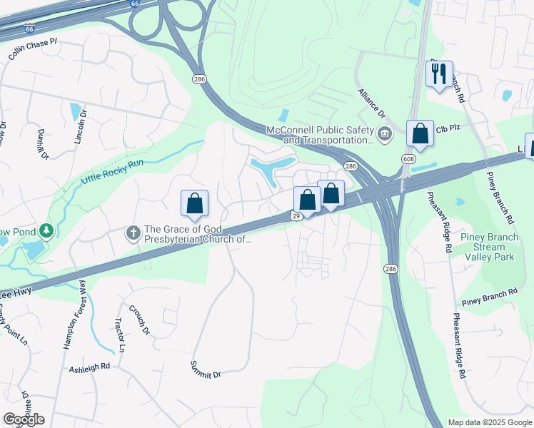 map of restaurants, bars, coffee shops, grocery stores, and more near 12627 Buckleys Gate Drive in Fairfax