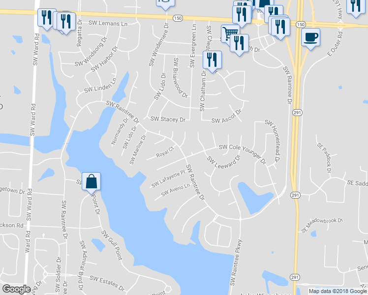 map of restaurants, bars, coffee shops, grocery stores, and more near 3959 Southwest Batten Drive in Lee's Summit