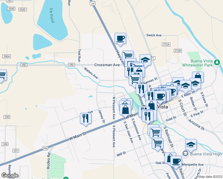 map of restaurants, bars, coffee shops, grocery stores, and more near 408 Princeton Avenue in Buena Vista
