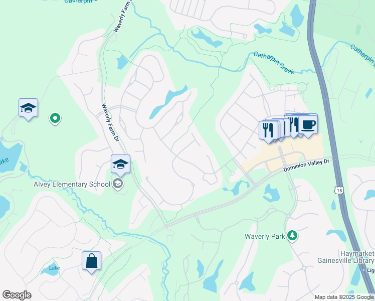 map of restaurants, bars, coffee shops, grocery stores, and more near 5243 Armour Court in Haymarket