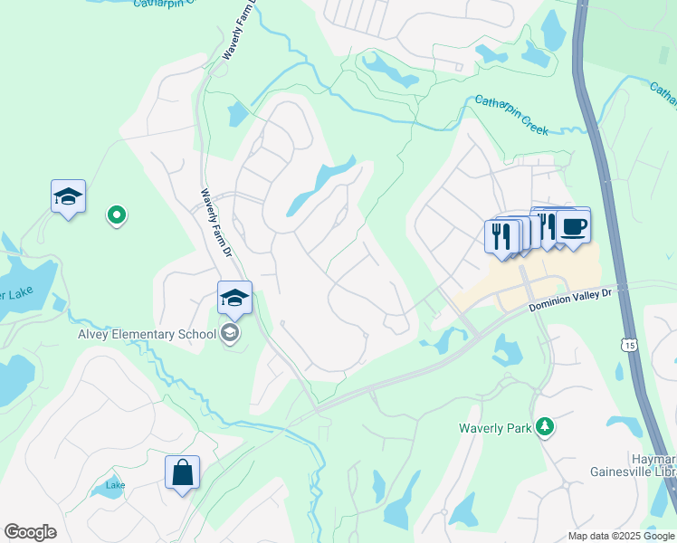 map of restaurants, bars, coffee shops, grocery stores, and more near 5252 Armour Court in Haymarket