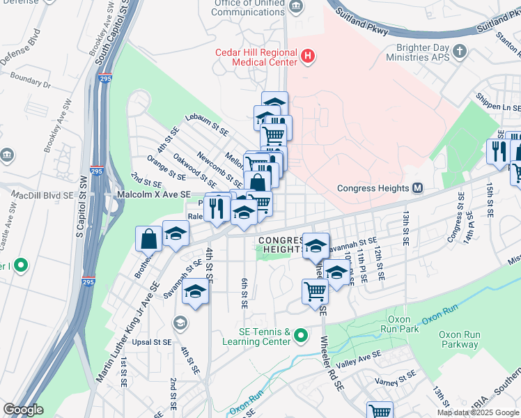 map of restaurants, bars, coffee shops, grocery stores, and more near 101 Independence Avenue Southeast in Washington