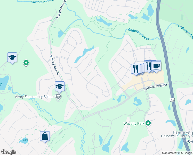 map of restaurants, bars, coffee shops, grocery stores, and more near 5233 Armour Court in Haymarket