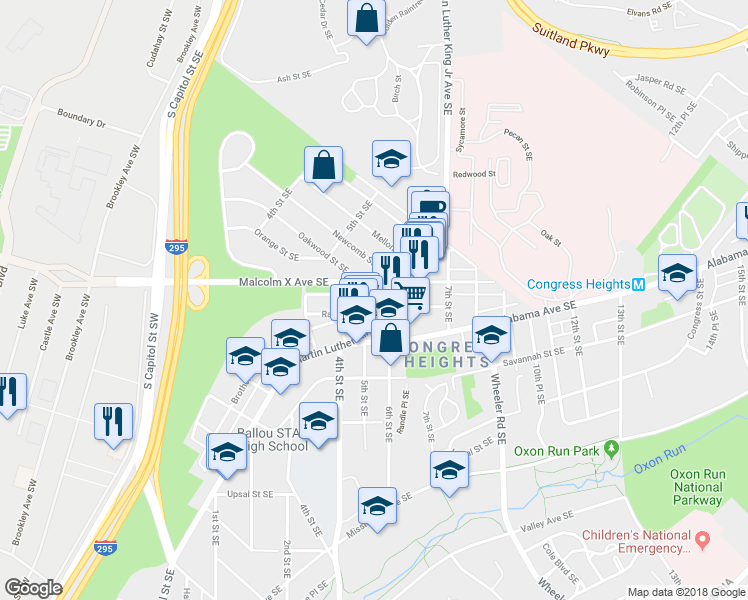 map of restaurants, bars, coffee shops, grocery stores, and more near 101 Independence Avenue Southeast in Washington