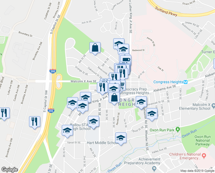 map of restaurants, bars, coffee shops, grocery stores, and more near 101 Independence Avenue Southeast in Washington