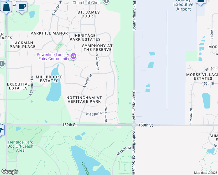 map of restaurants, bars, coffee shops, grocery stores, and more near 15661 South Rene Street in Olathe