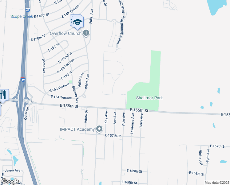 map of restaurants, bars, coffee shops, grocery stores, and more near 15319 Grand Summit Extension in Grandview