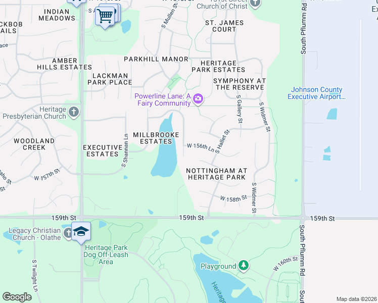 map of restaurants, bars, coffee shops, grocery stores, and more near 15683 South Greenwood Street in Olathe
