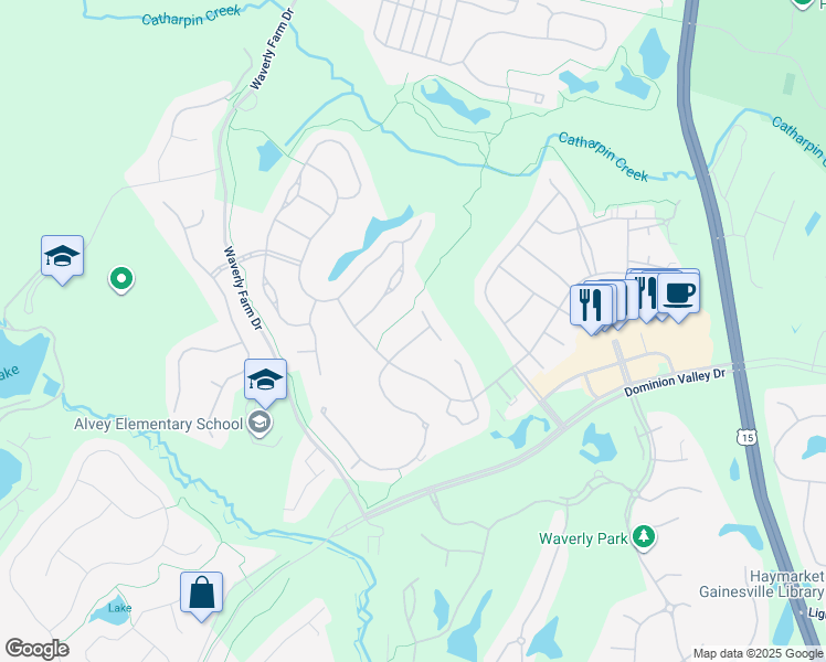 map of restaurants, bars, coffee shops, grocery stores, and more near 5234 Armour Court in Haymarket