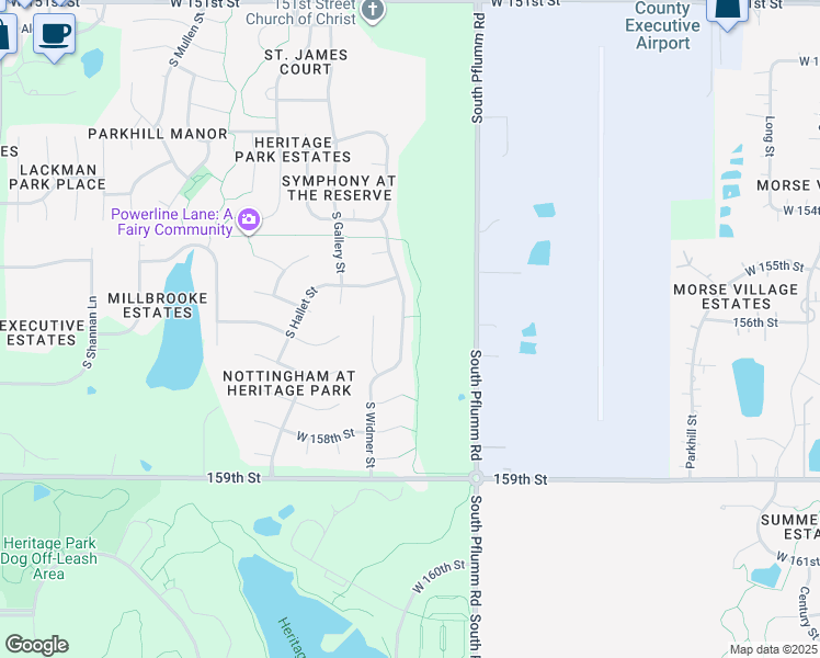 map of restaurants, bars, coffee shops, grocery stores, and more near 15647 South Widmer Street in Olathe