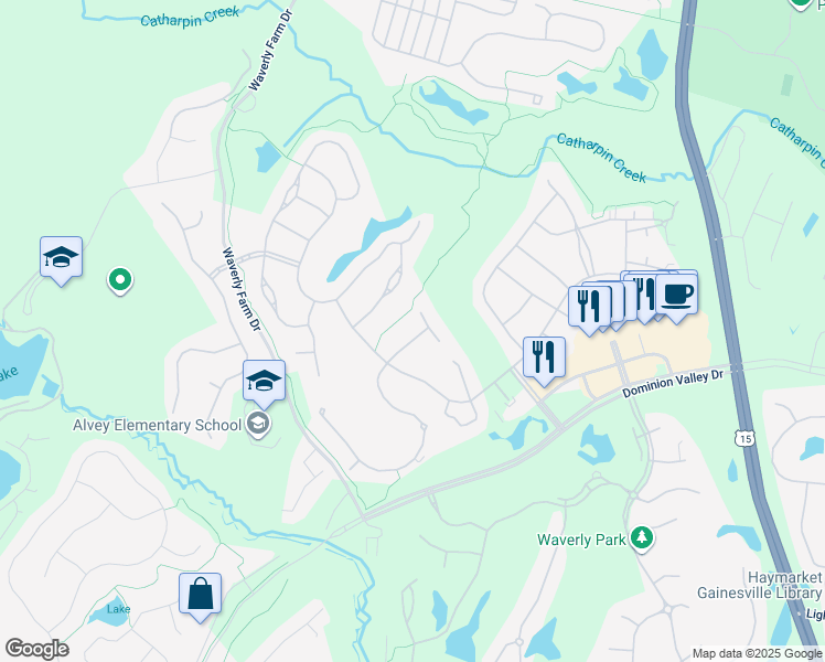 map of restaurants, bars, coffee shops, grocery stores, and more near 5234 Armour Court in Haymarket