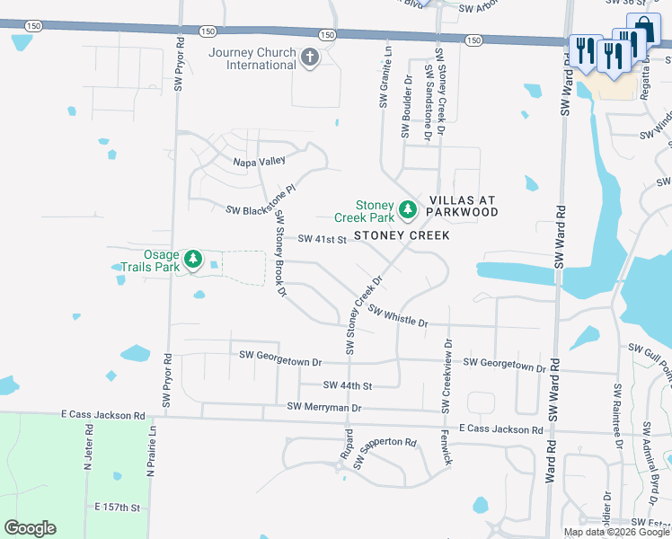 map of restaurants, bars, coffee shops, grocery stores, and more near 1545 41st Street in Lee's Summit