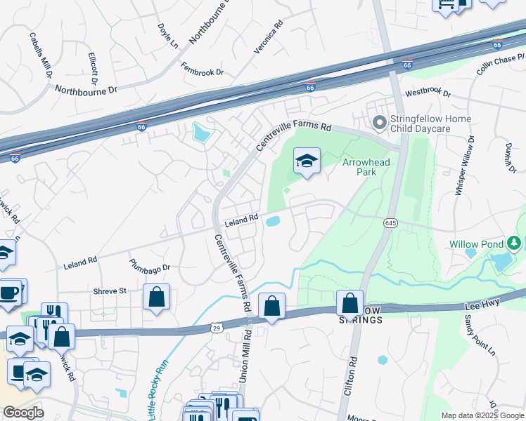 map of restaurants, bars, coffee shops, grocery stores, and more near 5255 Jule Star Drive in Centreville