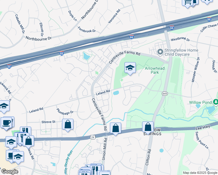 map of restaurants, bars, coffee shops, grocery stores, and more near 5258 Jule Star Drive in Centreville